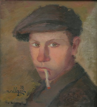 Appraisal: M Callegari Italian ca 's Young Boy Oil on board