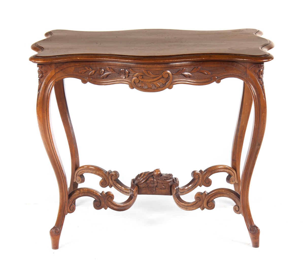 Appraisal: Louis XV style walnut table du milieu flat shaped top