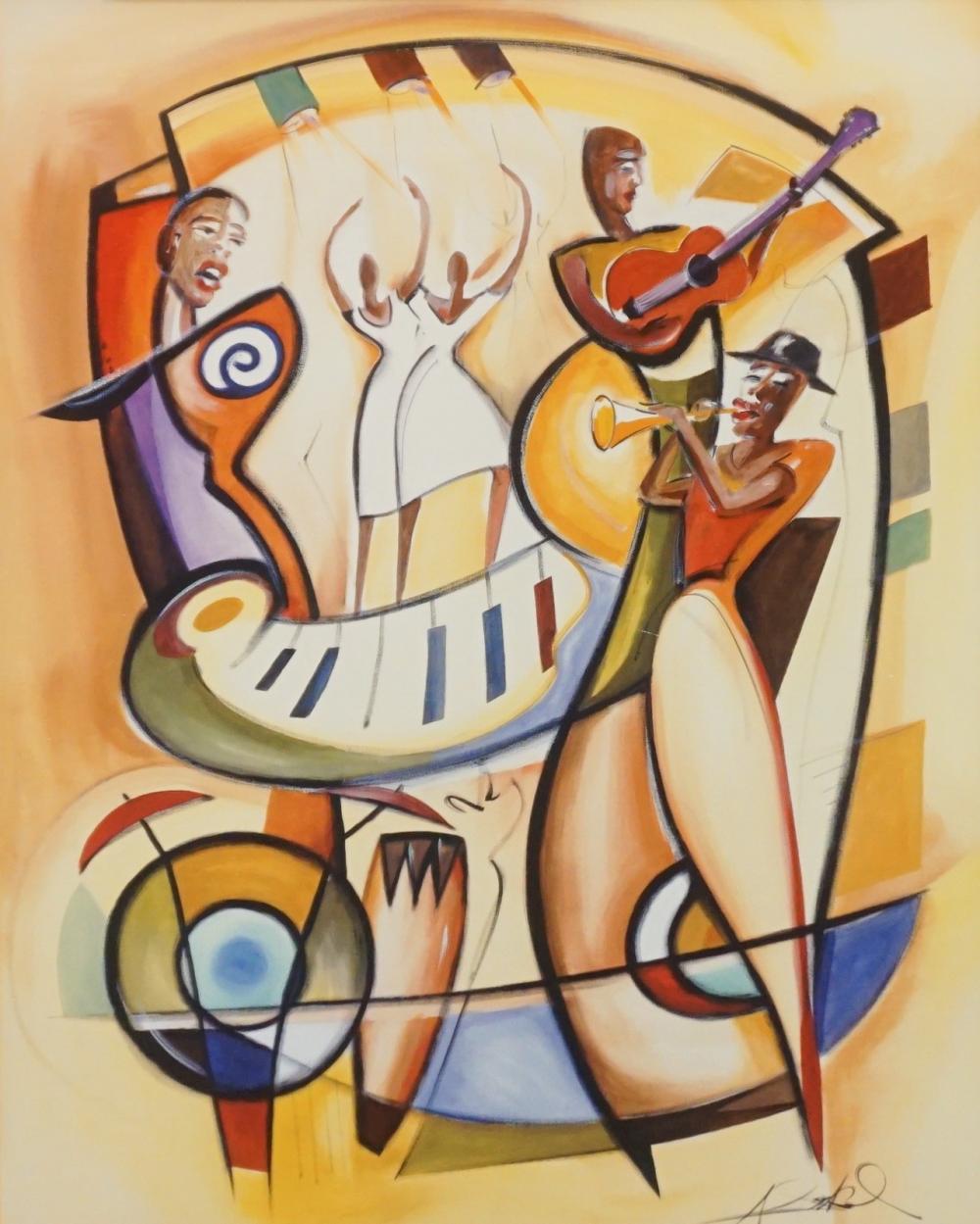 Appraisal: After Alfred Gockel German b Abstract Jazz Musicians Offset Print