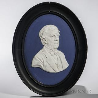 Appraisal: Wedgwood Oliver Wendell Holmes Dark Blue Jasper Dip Portrait Plaque