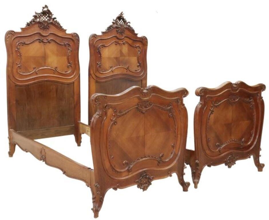 Appraisal: pair Italian Louis XV style beds late th c carved