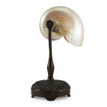 Appraisal: Tiffany Studios Bronze and Nautilus Shell Desk Lamp Estimate -