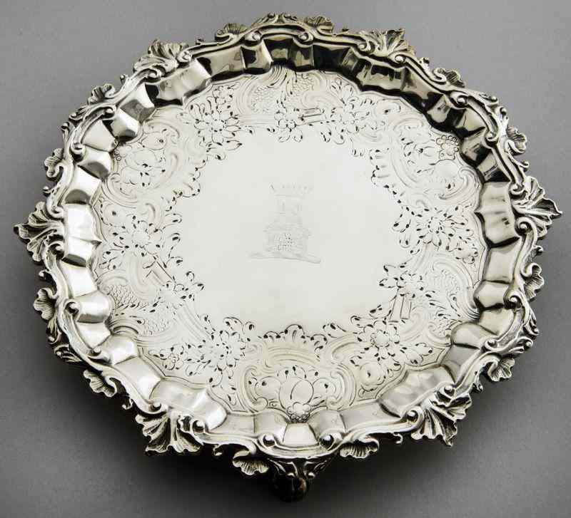 Appraisal: George III sterling waiter by Richard Peastonwith a foliate scroll