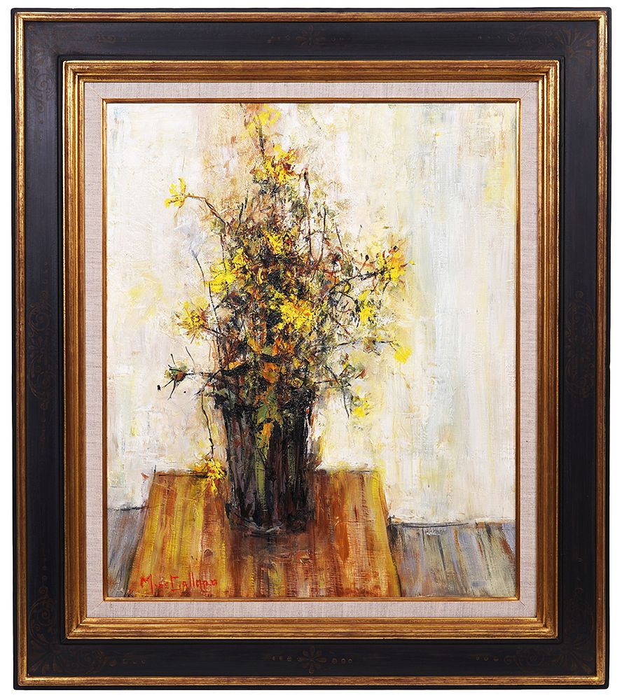 Appraisal: Michel De Gallard 'Fleurs Jaunes' Oil on Canvas Michel De