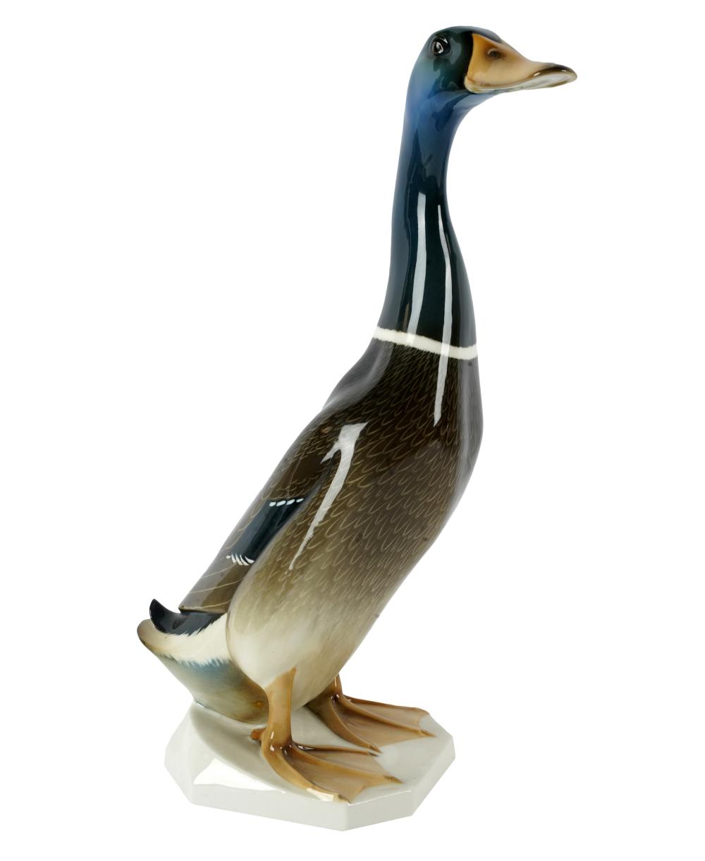 Appraisal: HUTSCHENREUTHER PORCELAIN DUCK FIGUREprinted factory mark and sticker label inches