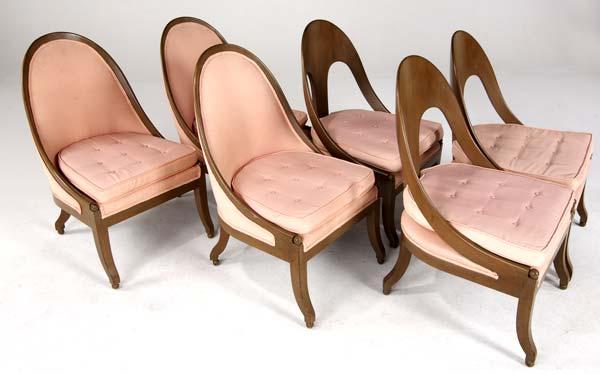 Appraisal: MODERN Set of six chairs upholstered in pink silk fabric