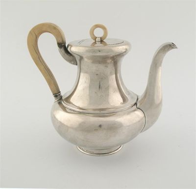 Appraisal: An early th century German baluster coffee pot plain with