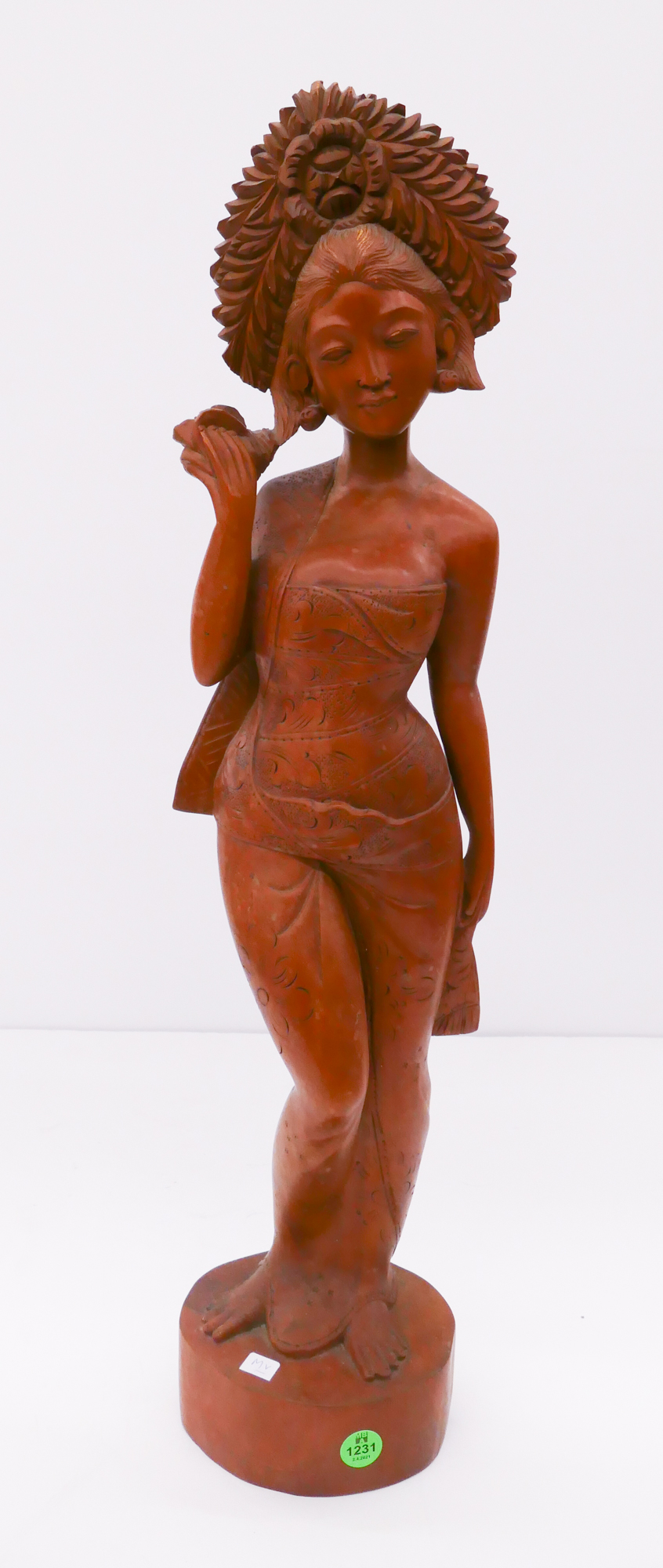 Appraisal: Balinese Carved Teak Standing Woman Figure- ''