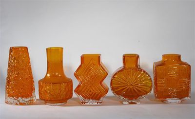 Appraisal: A Whitefriars Tangerine glass vase designed by Geoffrey Baxter circular