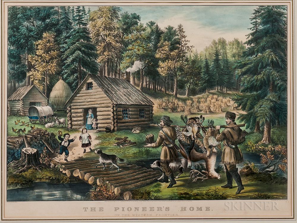 Appraisal: Currier Ives Lithograph The Pioneer's Home on the Western Frontier