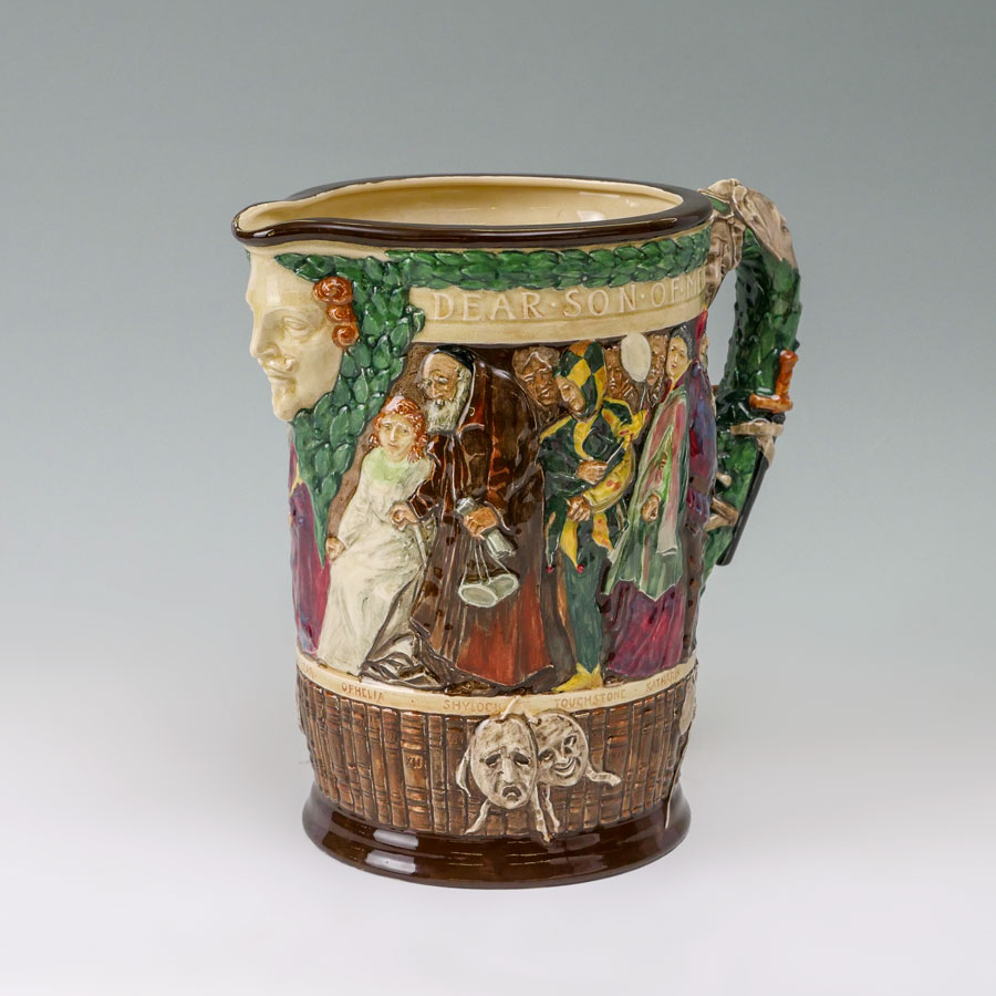 Appraisal: ROYAL DOULTON THE SHAKESPEARE JUG Limited edition polychrome decorated embossed