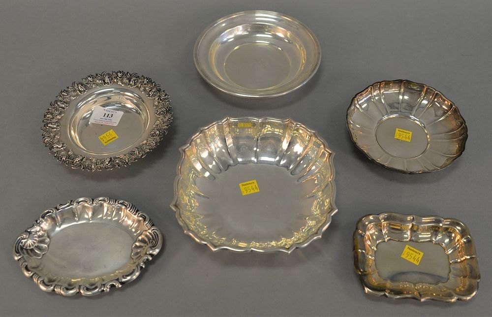 Appraisal: Six small sterling silver dishes t oz Six small sterling