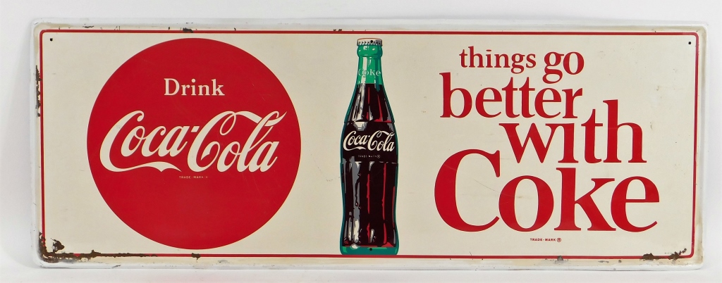 Appraisal: THINGS GO BETTER WITH COKE TIN ADVERTISING SIGN United States