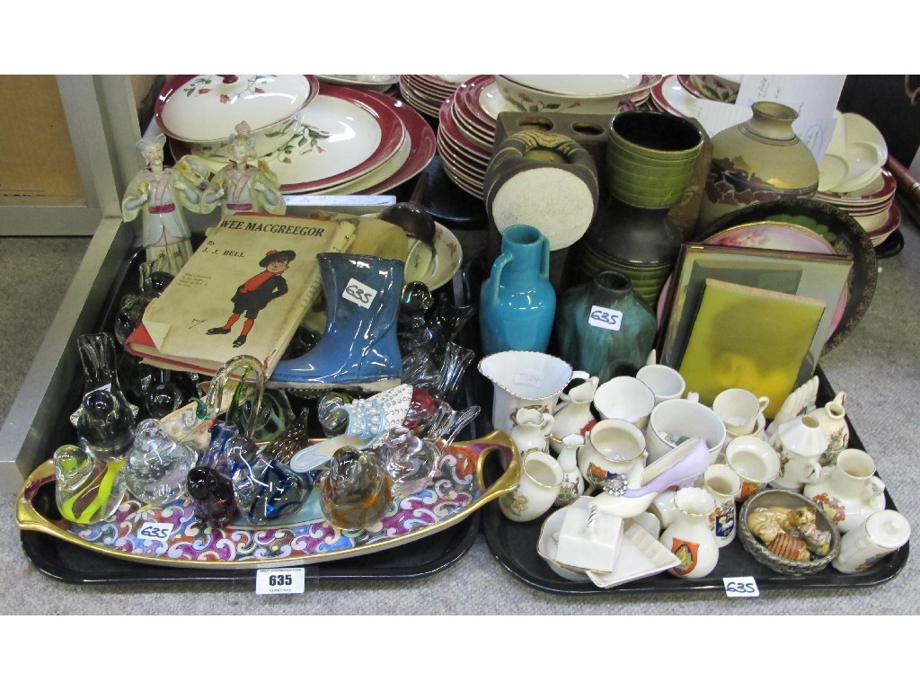 Appraisal: Various ceramics and glass including crested items bird paperweights etc