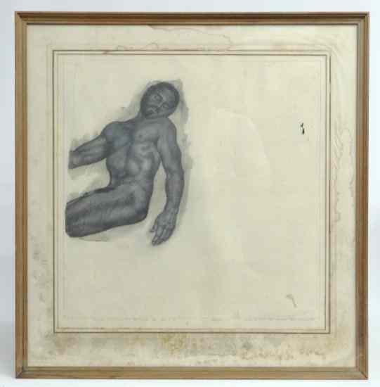 Appraisal: Drawing nude signed illegibly in pencil Sight '' x ''