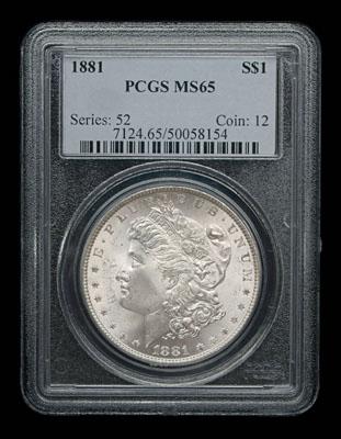 Appraisal: Gem BU Morgan silver dollar PCGS slabbed and graded MS-