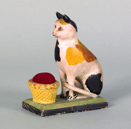 Appraisal: Exquisite Pennsylvania carved and painted cat late th c with