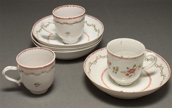 Appraisal: Chinese Export Famille Rose cups and saucers circa seven pieces