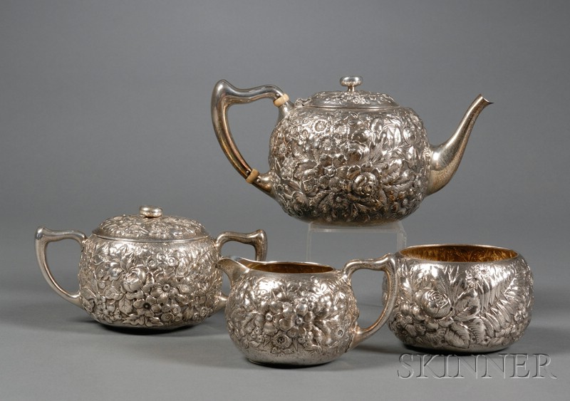 Appraisal: Four Piece Whiting Manufacturing Co Sterling Repousse Tea Set late