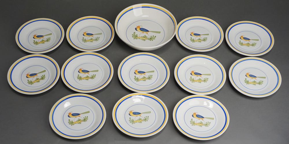 Appraisal: Twelve Italian Ornithological Plates and Matching Bowl