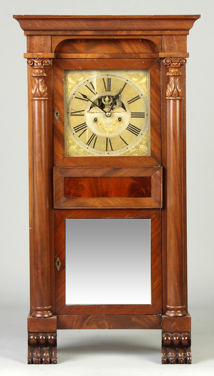 Appraisal: NY State Empire Shelf Clock Mahogany case feet replaced restorations