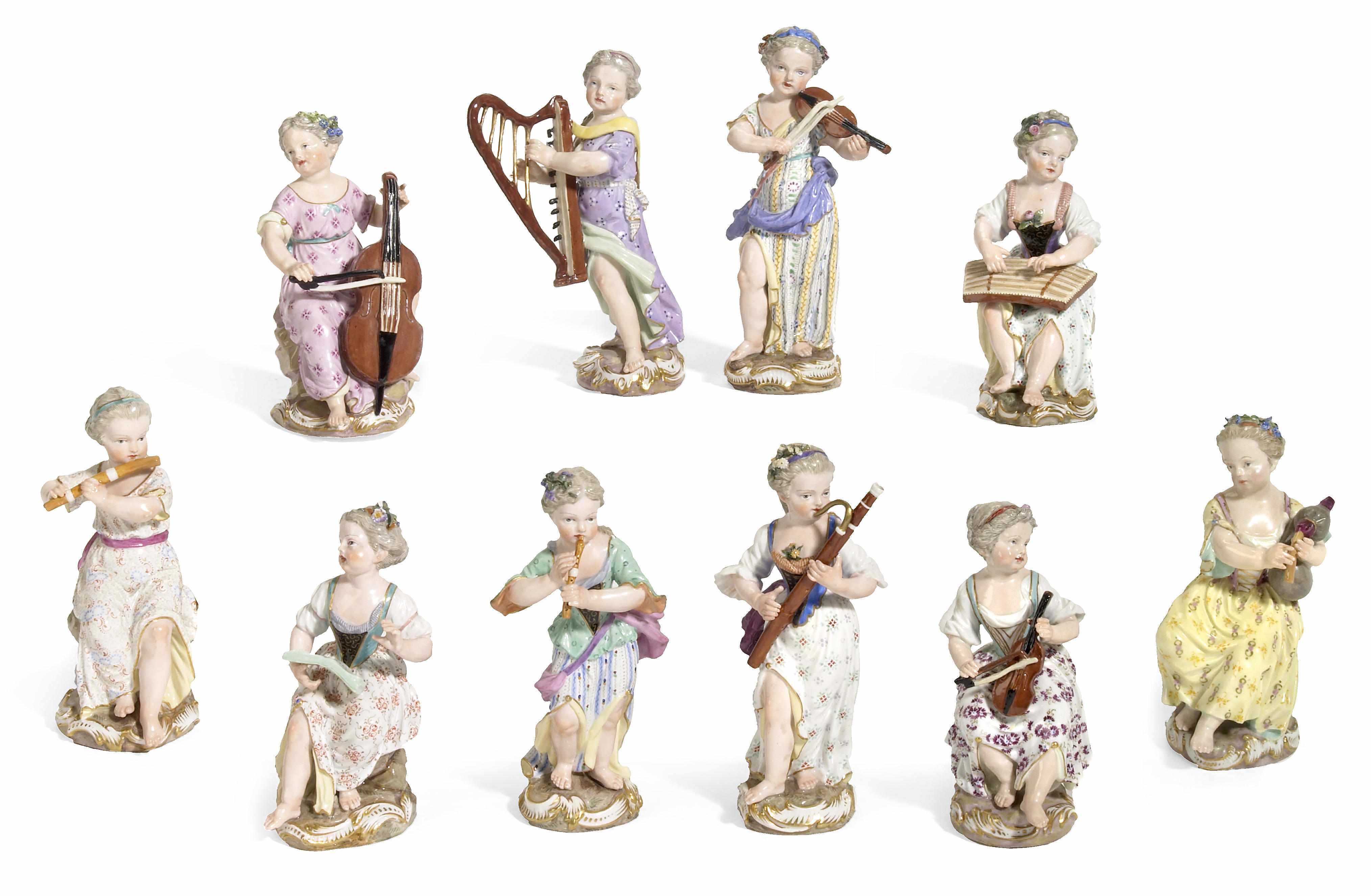 Appraisal: A group of ten Meissen porcelain girl musicians late th