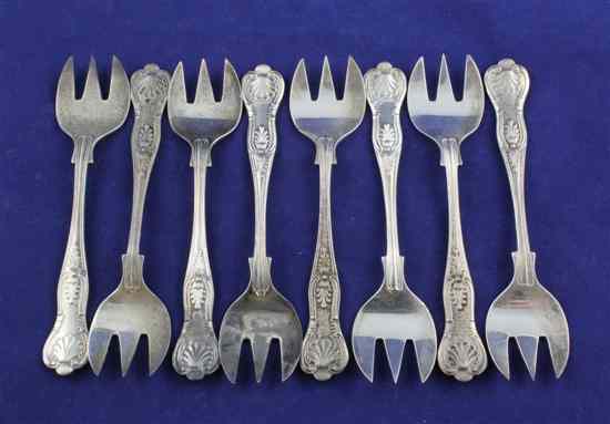 Appraisal: A set of eight 's silver King's pattern oyster forks