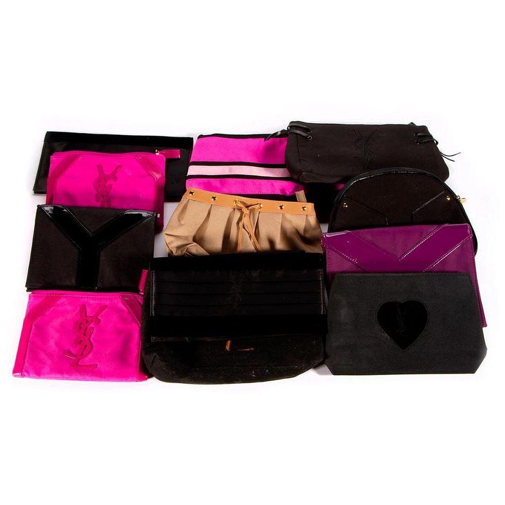 Appraisal: Yves St Laurent make up bags in black purple pink