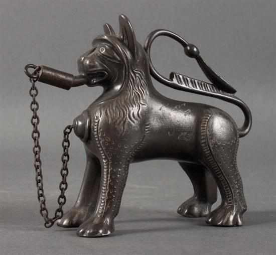 Appraisal: Chinese pewter lion-form lamp lighter modeled as stylized lion with