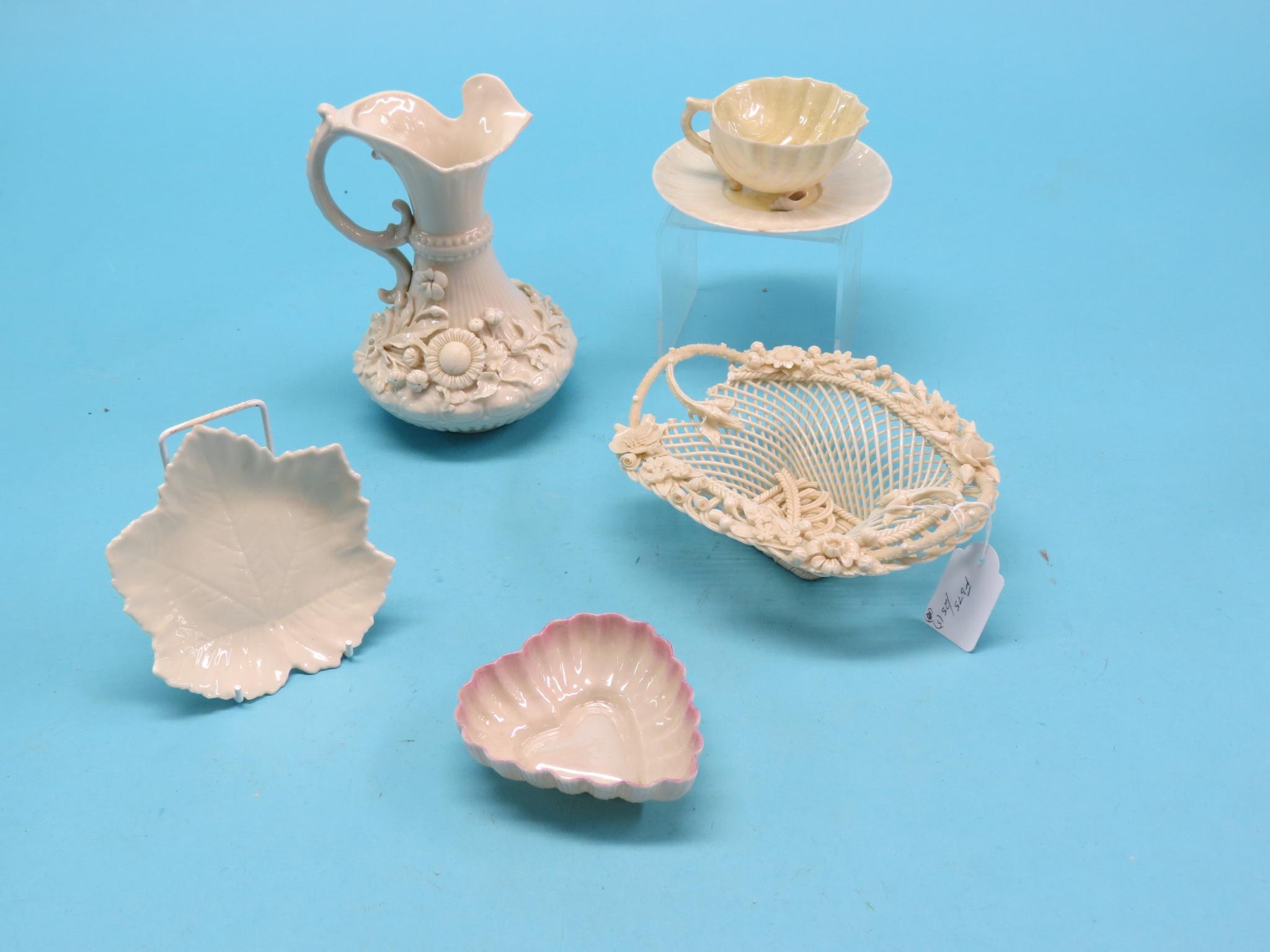 Appraisal: A first period Belleek two-handled basket in - some damage