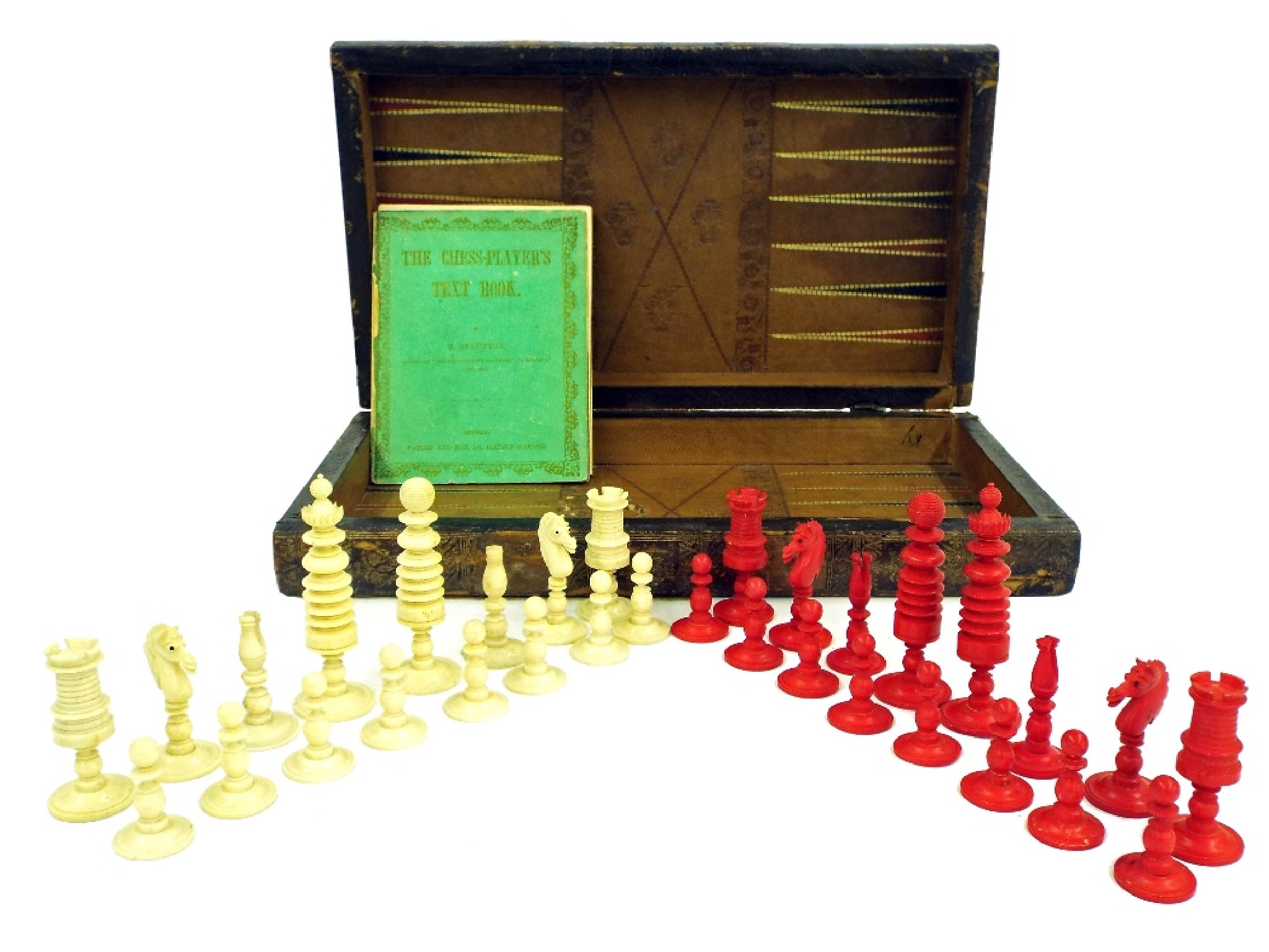 Appraisal: th century bone chess set height of king cm together