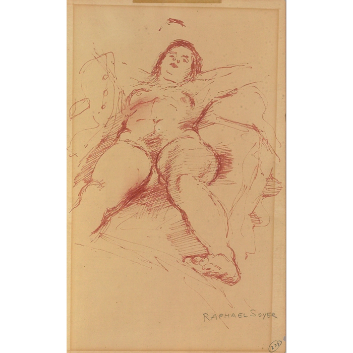 Appraisal: Raphael Soyer Nude c sepia on paper