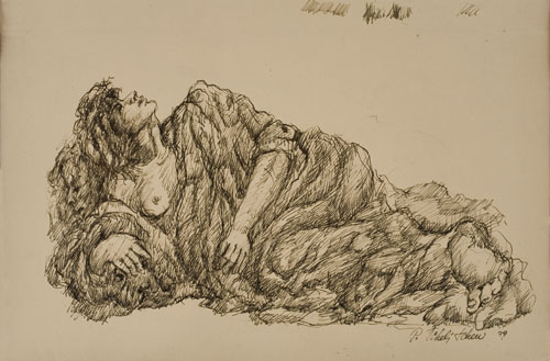 Appraisal: PAVEL TCHELITCHEW Sleeping Mountain Pen and ink on buff wove