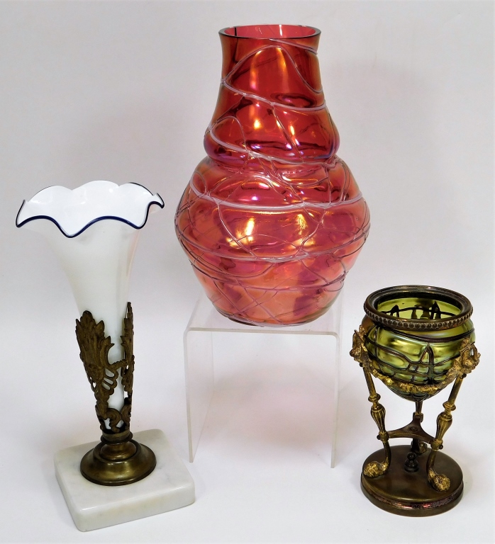 Appraisal: KRALIK BOHEMIAN CZECH ART GLASS VASES Bohemia th CenturyLot includes