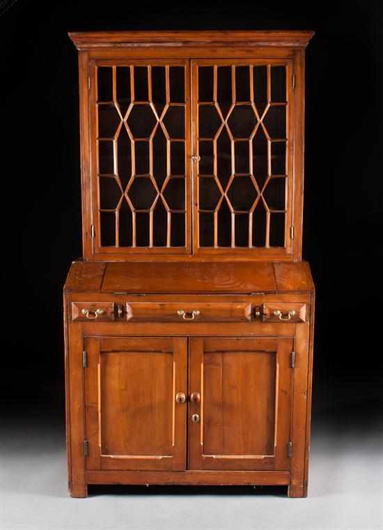 Appraisal: American vernacular pine glazed panel door secretary bookcase upper section