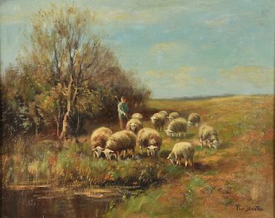 Appraisal: Adrianus Pieter Piet Bouter Netherlands - Flock of sheep in