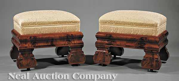 Appraisal: A Fine Pair of American Carved Mahogany Footstools c probably