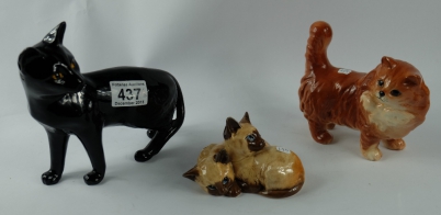 Appraisal: Beswick Black Siamese Standing Cat Persian Ginger Cat- Standing and