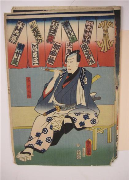 Appraisal: pieces Japanese Color Woodblock Prints Utamaro actors c Approx x