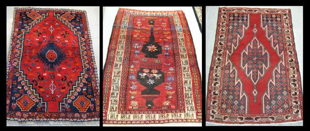 Appraisal: THREE PERSIAN RED FIELD AREA RUGS hand knotted including '