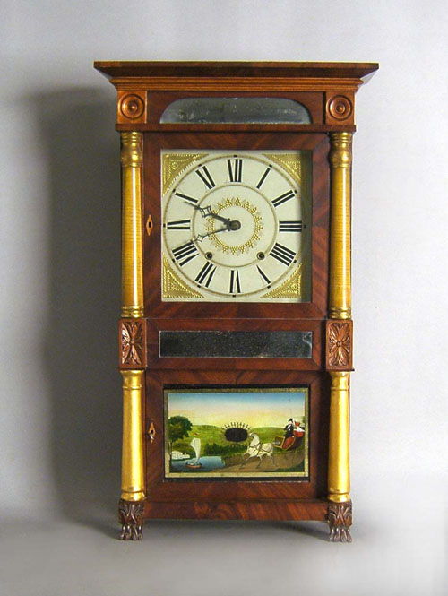 Appraisal: Empire mahogany mantle clock by Jeromes Darrow Bristol CT x