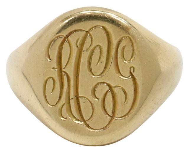 Appraisal: Estate kt yellow gold signet ring Tiffany Company monogrammed RGC