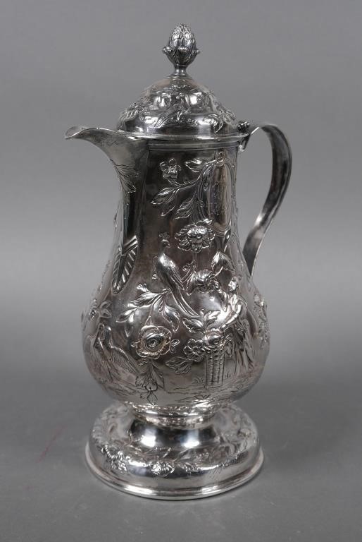 Appraisal: DUBLIN STERLING SILVER CHOCOLATE POTGeorge III sterling silver coffee or