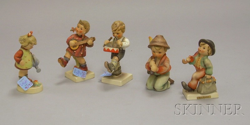 Appraisal: Five Goebel Figurines including Little Tooter Merry Wander Little Drummer