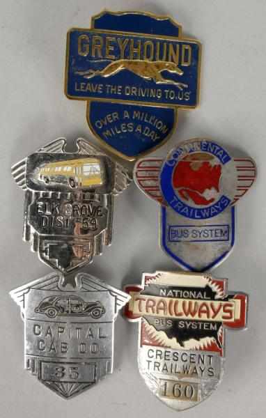 Appraisal: Lot of Metal Transportation Badges Description Includes Greyhound National Trailways