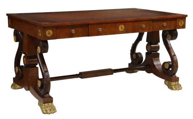 Appraisal: Large Empire style library table writing desk attributed to Maitland-Smith