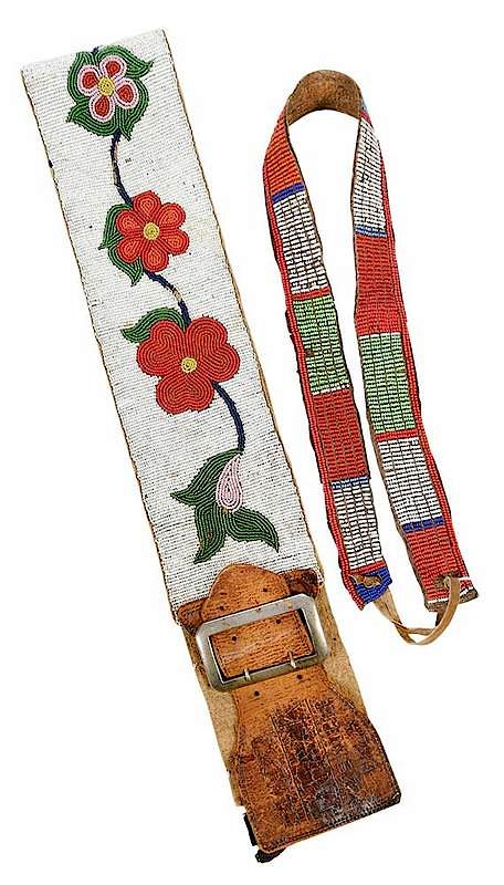 Appraisal: Two Fully Beaded Native American Belts Northern Plateau with floral