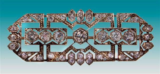 Appraisal: AN ART DECO DIAMOND SET BROOCH bead set old European