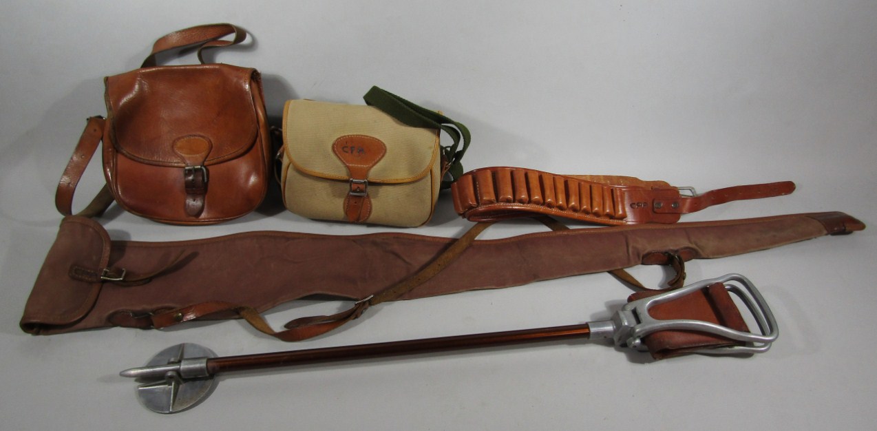 Appraisal: Two cartridge bags cartridge belt canvas gun slip case and