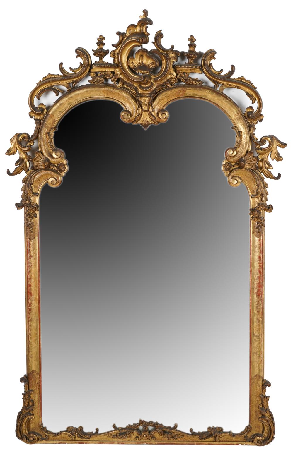 Appraisal: ROCOCO STYLE GILTWOOD GESSO WALL MIRRORCondition with repairs to wood